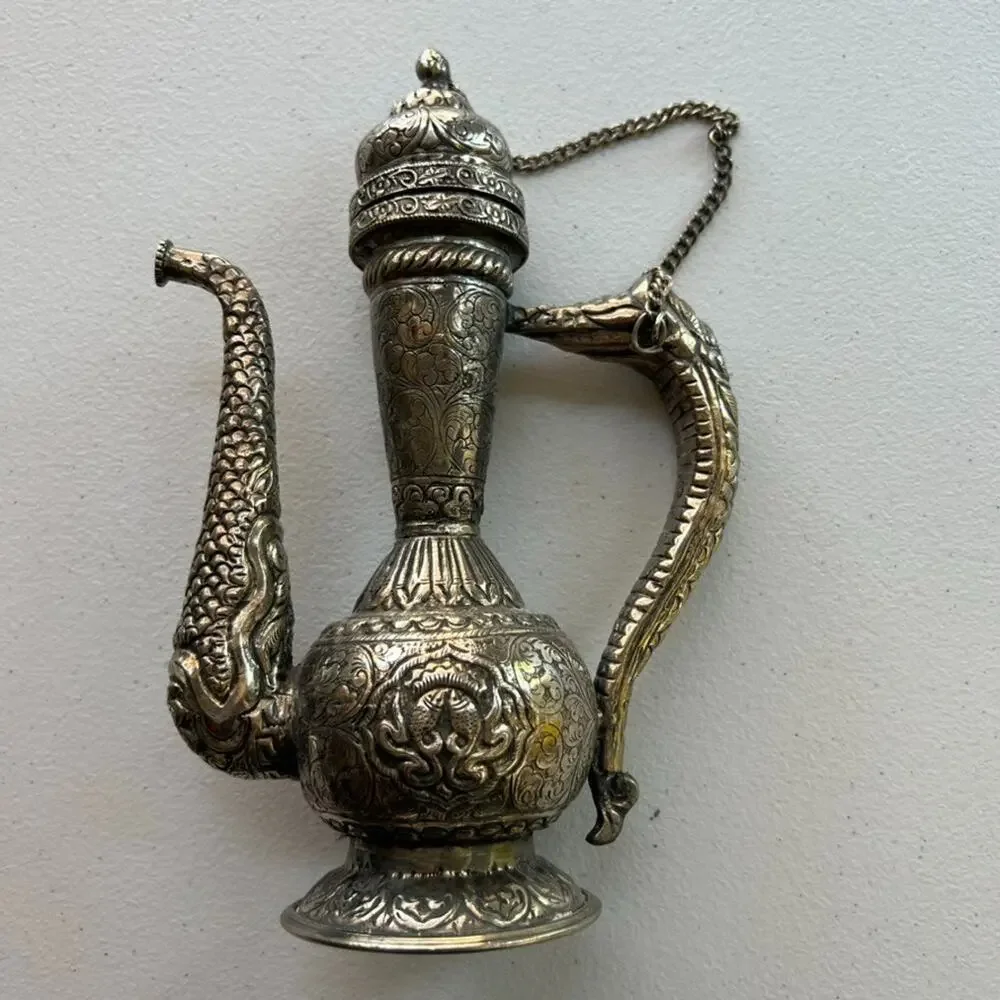 Antique Hand Crafted Repousse Teapot Vessel 8